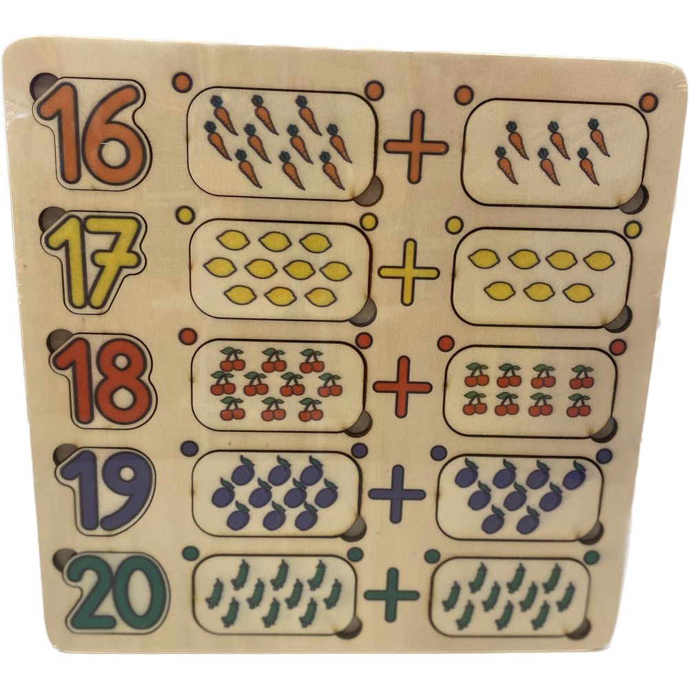 Sayılar ve Kümeler 16-20  (Kulplu 25 Parça Ahşap Puzzle)