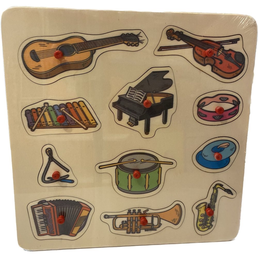 Müzik Aletleri (Kulplu 11 Parça Ahşap Puzzle)