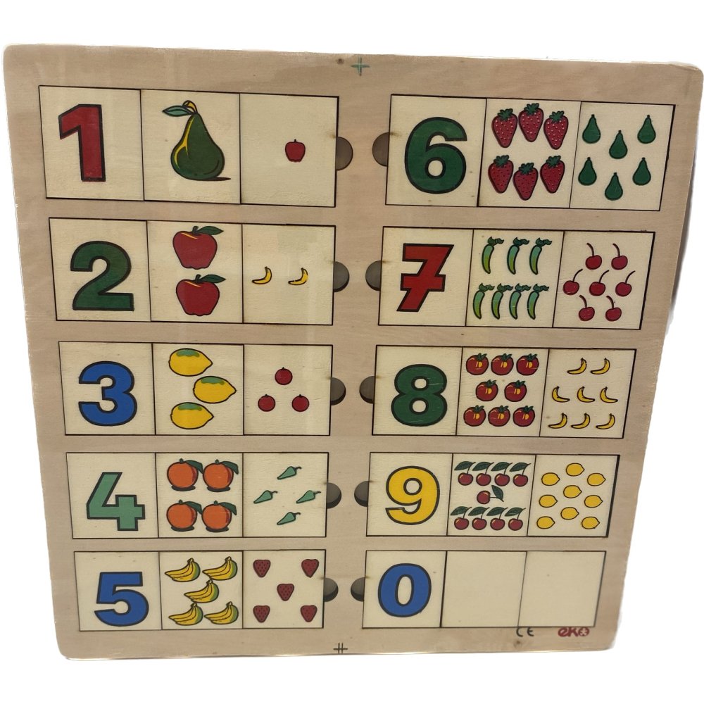 Sayılar ve Kümeler 1-10 (Kulplu 30 Parça Ahşap Puzzle)