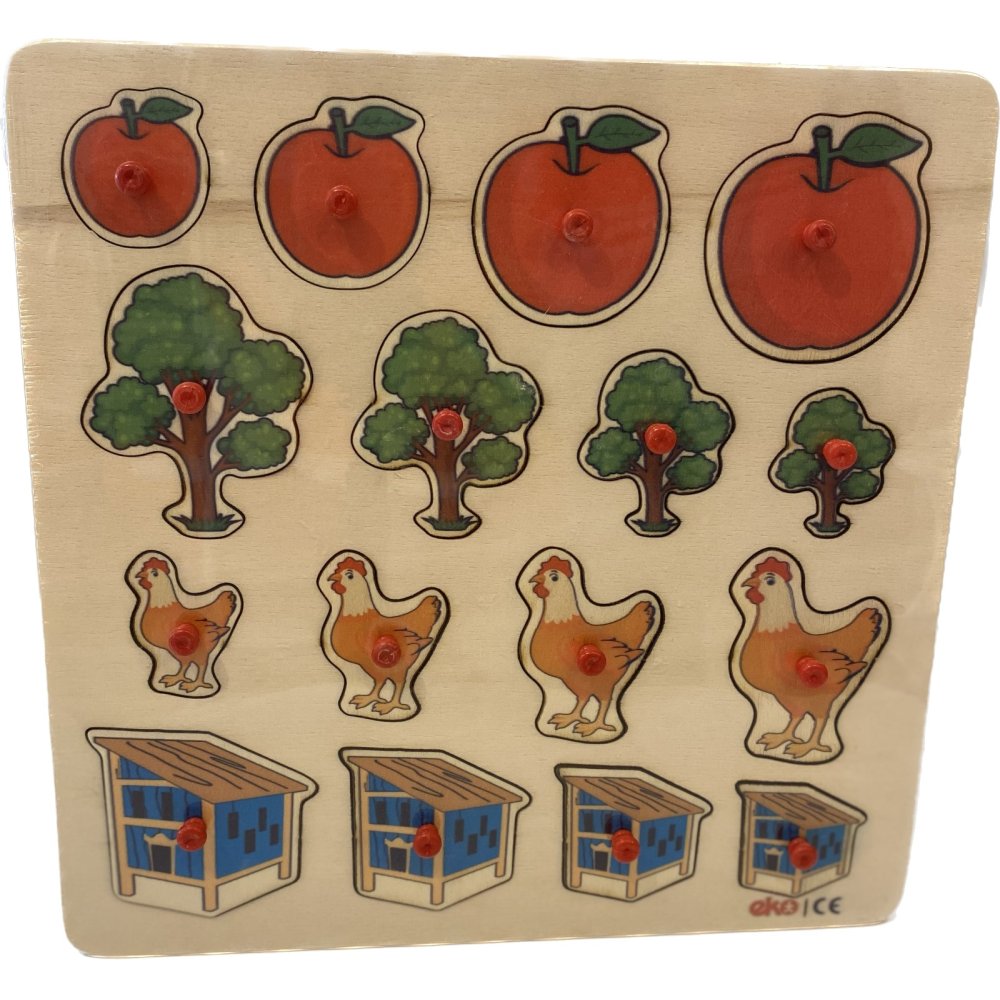 Küçükten Büyüğe (Kulplu 20 Parça Ahşap Puzzle)