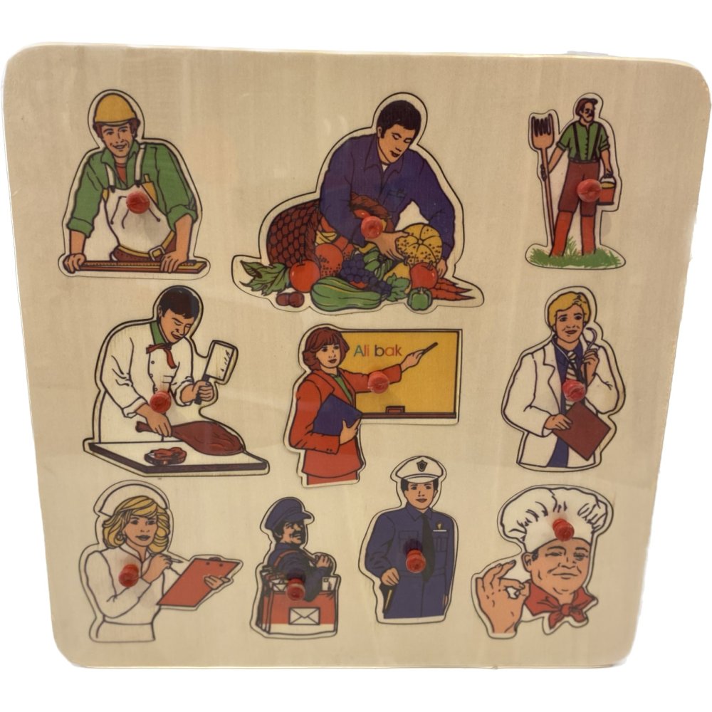 Meslekler (Kulplu 10 Parça Ahşap Puzzle)