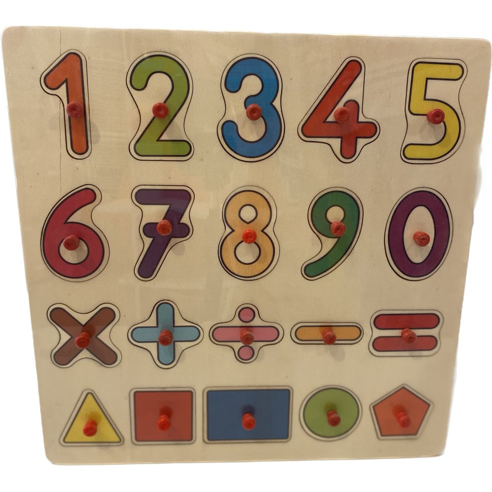 Matematik Öğreniyorum (Kulplu 19 Parça Ahşap Puzzle)