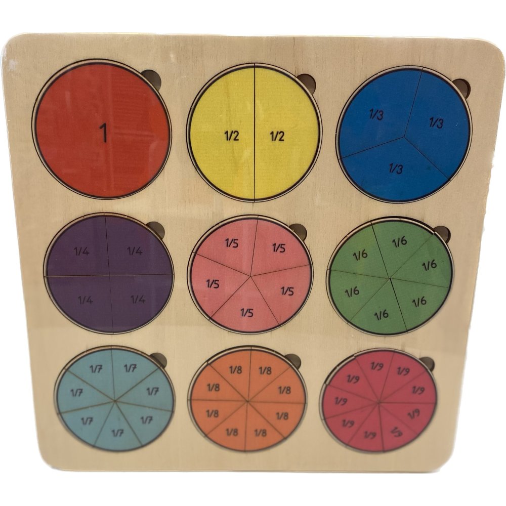 Kesirler (Renk ve Parça Bütün Kavramlı) (Ahşap Puzzle)