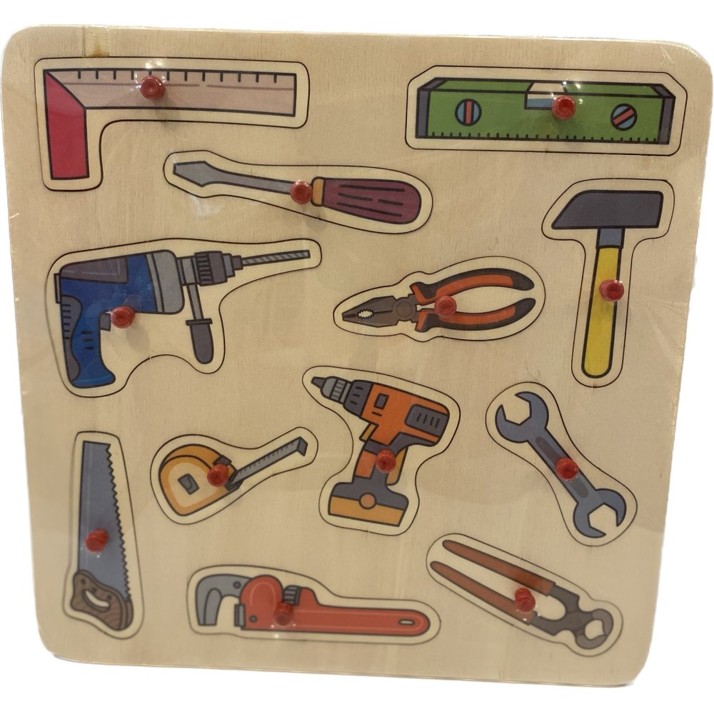 Tamir Aletleri (Kulplu 12 Parça Ahşap Puzzle)