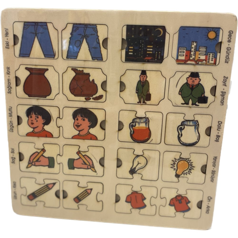 Zıt Kavramlar (42 Parça Ahşap Puzzle)