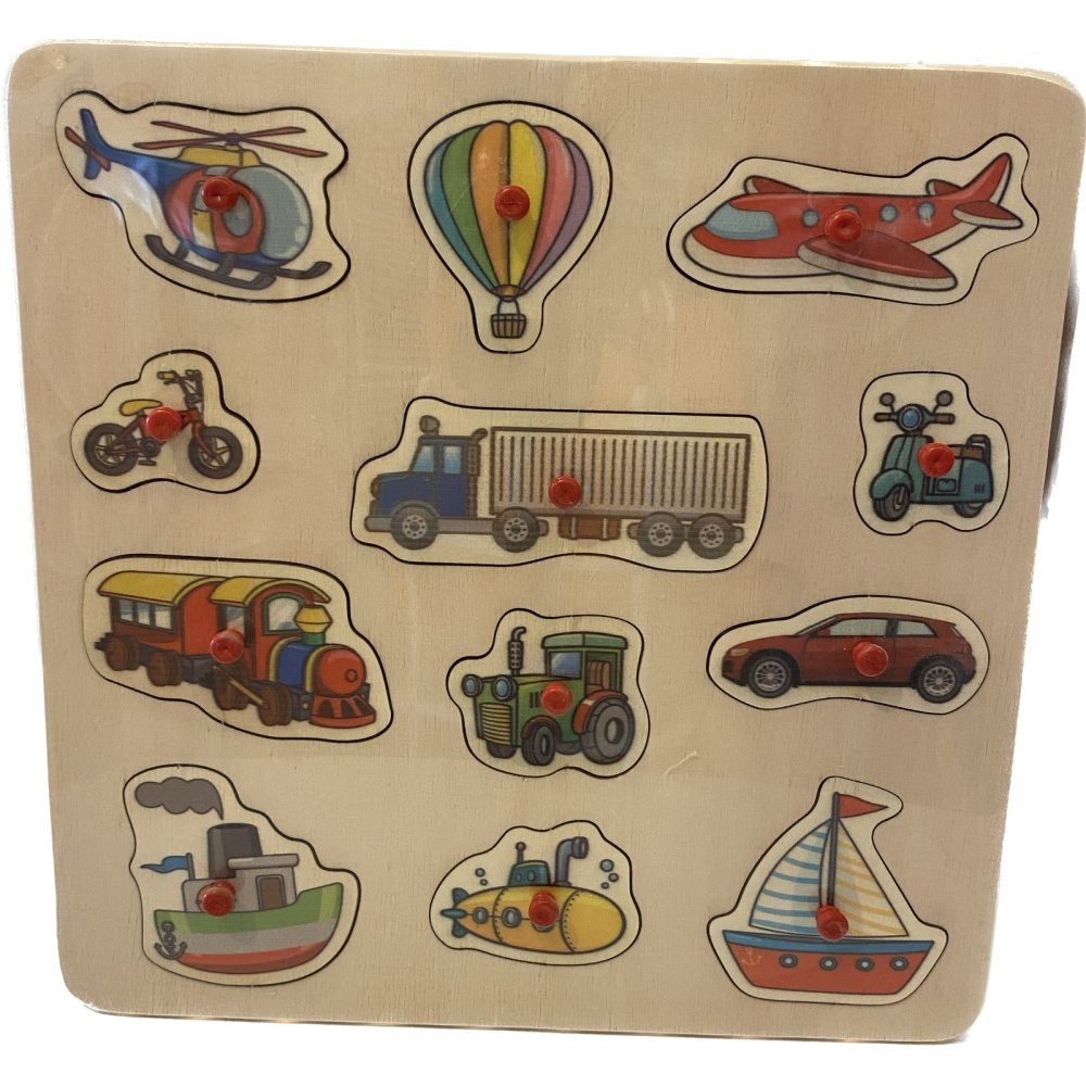 Taşıtlar (Kulplu 15 Parça Ahşap Puzzle)