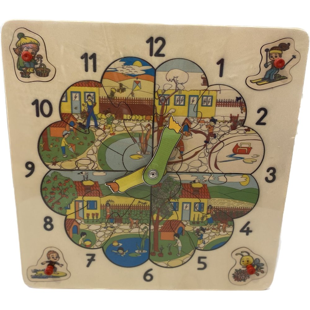 Saat Kadranı Dört Mevsim (16 Parça Ahşap Puzzle)