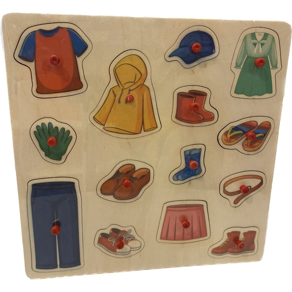 Giyecekler (Kulplu 14 parça Ahşap Puzzle